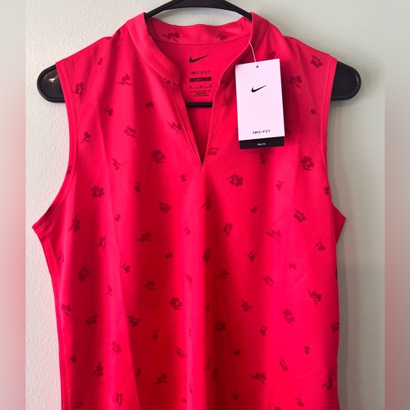 Nike Dri-Fit Slim Fit Athletic Floral Red Monochrome Sleeveless Shirt Tank. M. - Picture 6 of 17